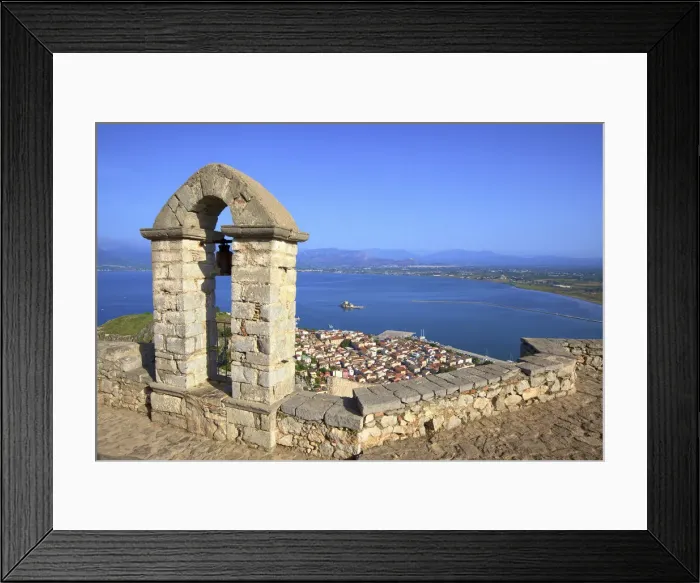 Framed Print : The Bell Tower at Palamidi Castle, Nafplio, Argolis, The Peloponnese, Greece, Southern Framed Print : The Bell Tower at Palamidi Castle, Nafplio, Argolis, The Peloponnese, Greece, Southern