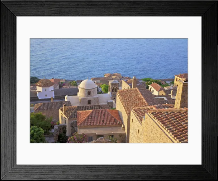 Framed Print : Panaghia Myrtidiotissa, Elkomenos Christos and Bell Tower, Monemvasia, Laconia Framed Print : Panaghia Myrtidiotissa, Elkomenos Christos and Bell Tower, Monemvasia, Laconia