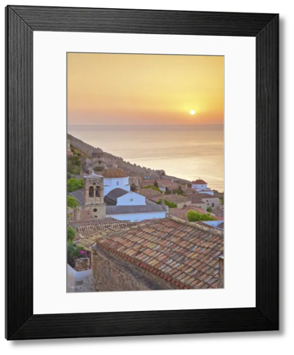Framed Print : Sunrise Over Monemvasia, Laconia, The Peloponnese, Greece, Southern Europe Framed Print : Sunrise Over Monemvasia, Laconia, The Peloponnese, Greece, Southern Europe