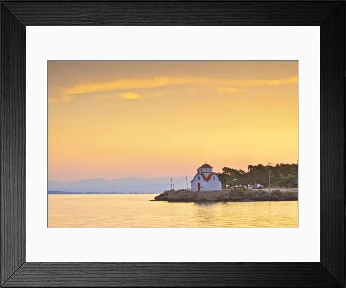 Framed Print : Church of Agios Petros at Sunrise, Gytheio, Mani Peninsula, The Peloponnese, Greece