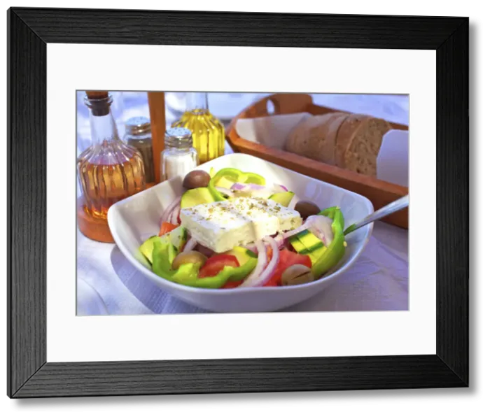 Framed Print : Greek Salad, Symi, Dodecanese, Greek Islands, Greece, Europe Framed Print : Greek Salad, Symi, Dodecanese, Greek Islands, Greece, Europe