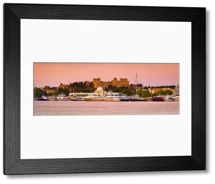 Framed Print : Palace of the Grand Masters & Mandraki Harbour illuminated at dawn, Rhodes Town, Rhodes Framed Print : Palace of the Grand Masters & Mandraki Harbour illuminated at dawn, Rhodes Town, Rhodes