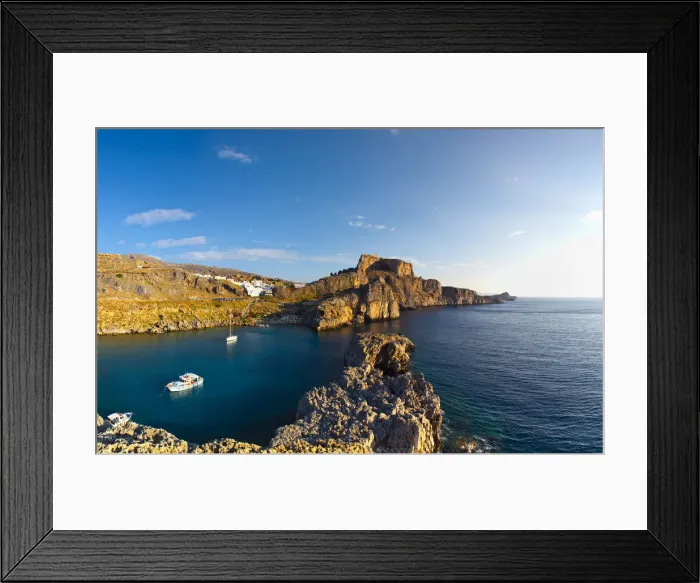 Framed Print : Acropolis of Lindos & Harbour, Lindos, Rhodes, Greece
