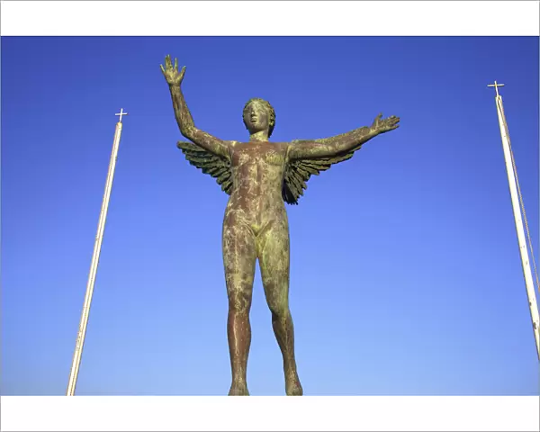 Nike Statue At Pothia Harbour, Kalymnos, Dodecanese, Greek Islands, Greece, Europe