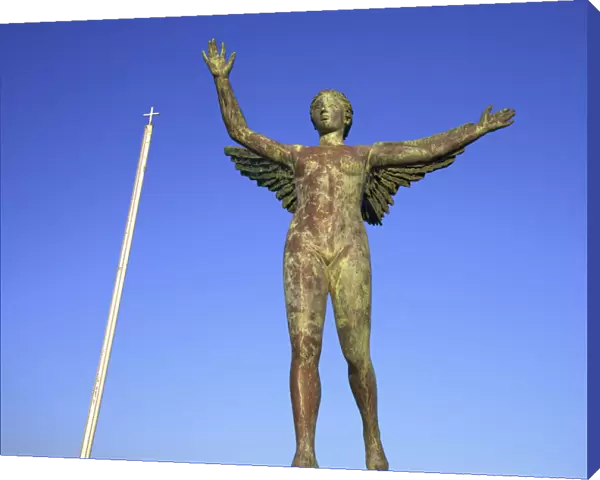 Nike Statue At Pothia Harbour, Kalymnos, Dodecanese, Greek Islands, Greece, Europe