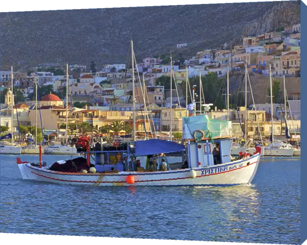Fishing Boat In Harbour At Pothia, Kalymnos, Dodecanese, Greek Islands, Greece, Europe
