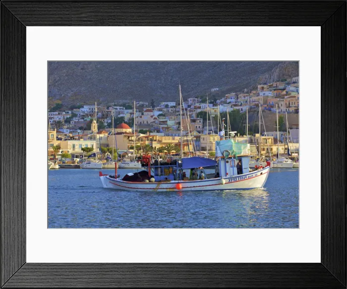 Framed Print : Fishing Boat In Harbour At Pothia, Kalymnos, Dodecanese, Greek Islands, Greece, Europe Framed Print : Fishing Boat In Harbour At Pothia, Kalymnos, Dodecanese, Greek Islands, Greece, Europe