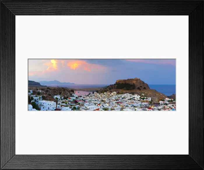 Framed Print : Lindos Acropolis & Village illuminated at Dusk, Lindos, Rhodes, Greece Framed Print : Lindos Acropolis & Village illuminated at Dusk, Lindos, Rhodes, Greece