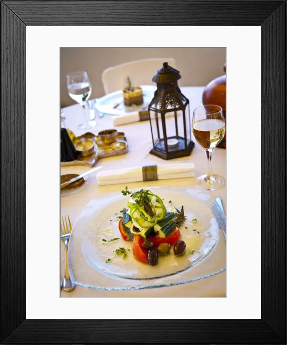 Framed Print : Greek Cuisine, Lindos, Rhodes, Greece