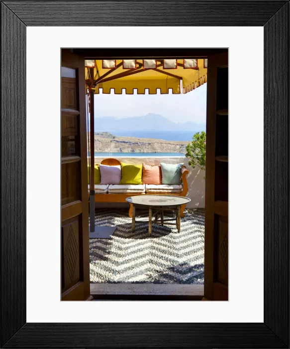 Framed Print : Hotel interior detail, Lindos, Rhodes, Greece Framed Print : Hotel interior detail, Lindos, Rhodes, Greece