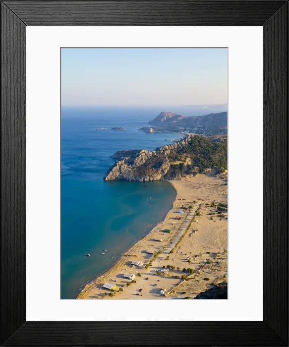 Framed Print : Elevated view over Tsampika Beach from Tsambika Monastery, Rhodes, Greece Framed Print : Elevated view over Tsampika Beach from Tsambika Monastery, Rhodes, Greece