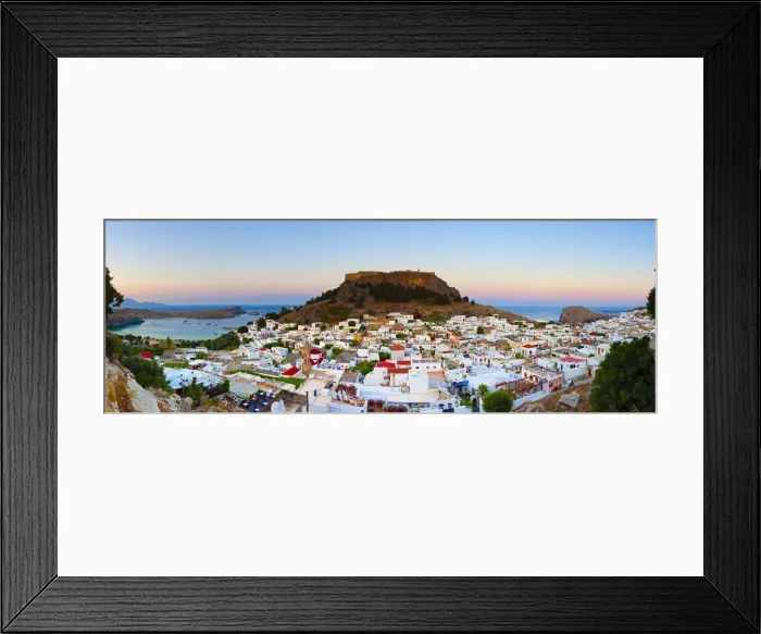 Framed Print : Acropolis of Lindos & village illuminated at dusk, Lindos, Rhodes, Greece Framed Print : Acropolis of Lindos & village illuminated at dusk, Lindos, Rhodes, Greece