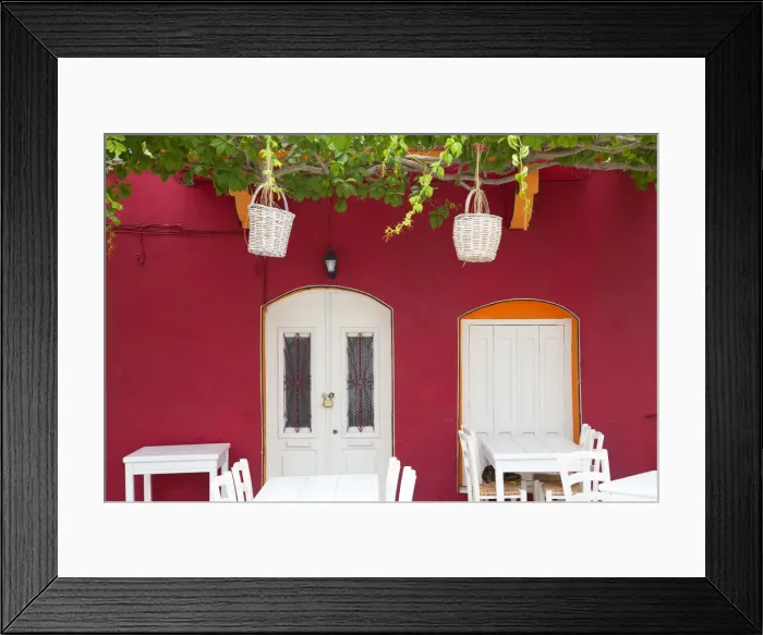 Framed Print : Front of cafe, taverna, Symi Island, Dodecanese Islands, Greece Framed Print : Front of cafe, taverna, Symi Island, Dodecanese Islands, Greece