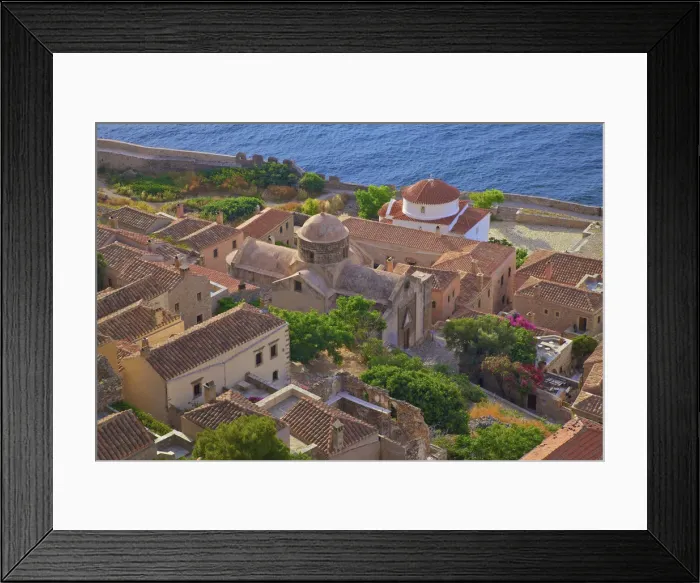 Framed Print : Aghios Nikolaos and Panaghia Chrisaffitisa, Monemvasia, Laconia, The Peloponnese, Greece Framed Print : Aghios Nikolaos and Panaghia Chrisaffitisa, Monemvasia, Laconia, The Peloponnese, Greece