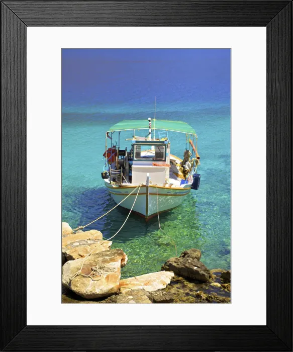 Framed Print : Fishing Boat, Limeni, Mani Peninsula, The Peloponnese, Greece, Southern Europe Framed Print : Fishing Boat, Limeni, Mani Peninsula, The Peloponnese, Greece, Southern Europe