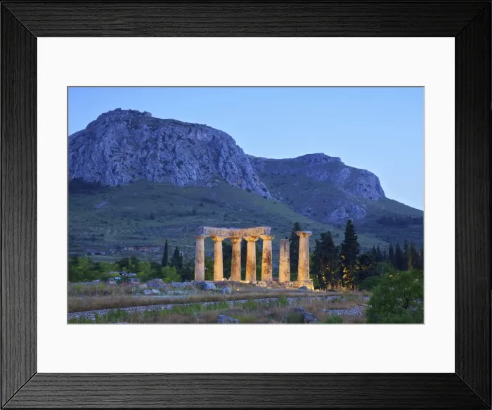 Framed Print : Temple of Apollo at Dusk, Ancient Corinth, The Peloponnese, Greece, Southern Europe