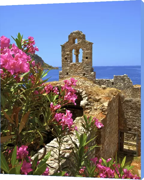 Ruined Church, Limeni, Mani Peninsula, The Peloponnese, Greece, Southern Europe