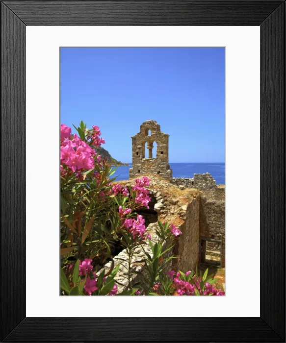 Framed Print : Ruined Church, Limeni, Mani Peninsula, The Peloponnese, Greece, Southern Europe