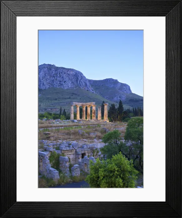Framed Print : Temple of Apollo at Dusk, Ancient Corinth, The Peloponnese, Greece, Southern Europe Framed Print : Temple of Apollo at Dusk, Ancient Corinth, The Peloponnese, Greece, Southern Europe