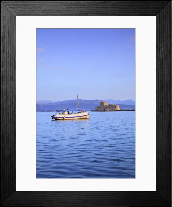 Framed Print : Bourtzi Castle at Sunrise, Nafplio, Argolis, The Peloponnese, Greece, Southern Europe Framed Print : Bourtzi Castle at Sunrise, Nafplio, Argolis, The Peloponnese, Greece, Southern Europe