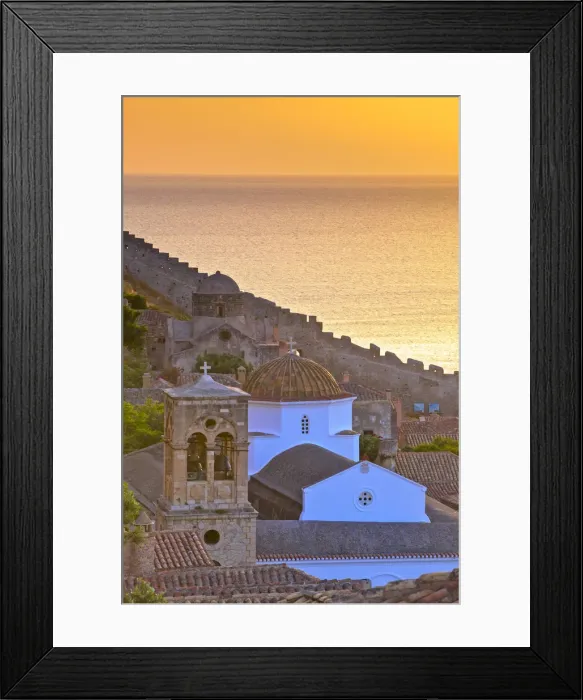 Framed Print : Sunrise Over Monemvasia, Laconia, The Peloponnese, Greece, Southern Europe Framed Print : Sunrise Over Monemvasia, Laconia, The Peloponnese, Greece, Southern Europe