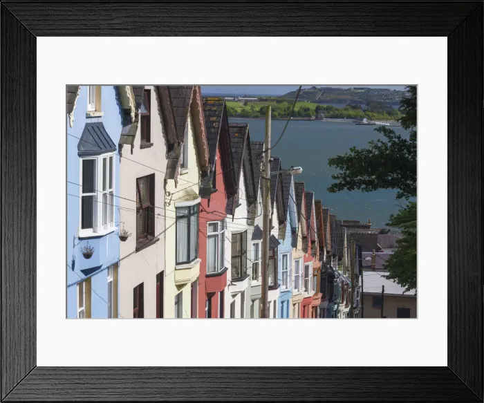 Framed Print : Ireland, County Cork, Cobh, Deck of Cards hillside houses