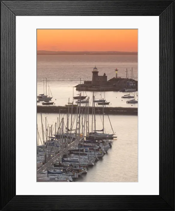 Framed Print : Ireland, County Fingal, Howth, Howth Harbor, elevated view, dusk Framed Print : Ireland, County Fingal, Howth, Howth Harbor, elevated view, dusk