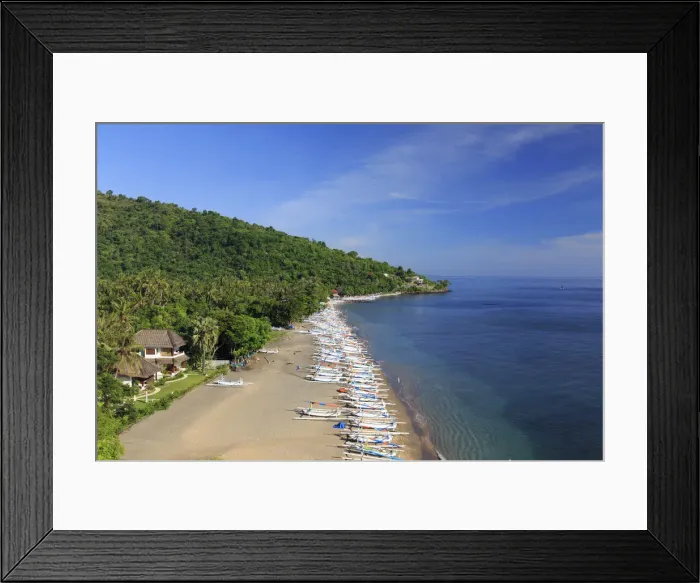 Framed Print : Indonesia, Bali, East Bali, Amed, Beach and coastline near Aas Village