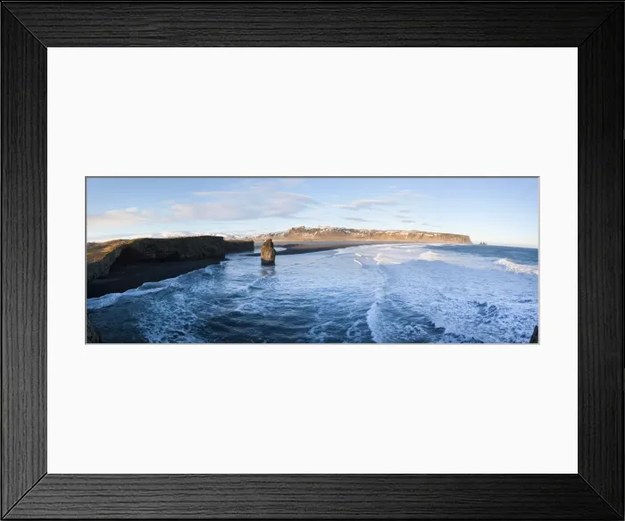 Framed Print : Rock-stack & bay, Dyrholaey, nr Vik, Iceland