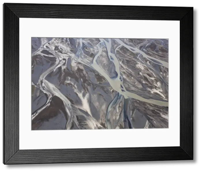 Framed Print : Aerial view of Markarfljot river delta or estuary, SW Iceland Framed Print : Aerial view of Markarfljot river delta or estuary, SW Iceland