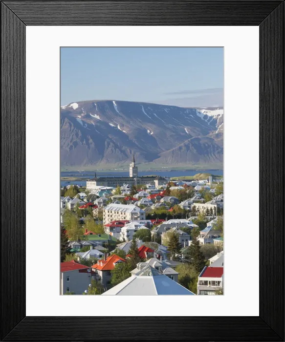 Framed Print : Elevated view across Reykjavic, Iceleand Framed Print : Elevated view across Reykjavic, Iceleand