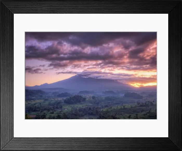 Framed Print : Indonesia, Bali, Rice Terraces and Gunung Agung Volcano Framed Print : Indonesia, Bali, Rice Terraces and Gunung Agung Volcano