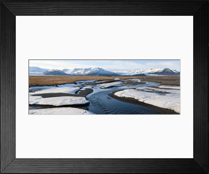 Framed Print : River & snow, Eskey, nr Hofn, South Iceland Framed Print : River & snow, Eskey, nr Hofn, South Iceland