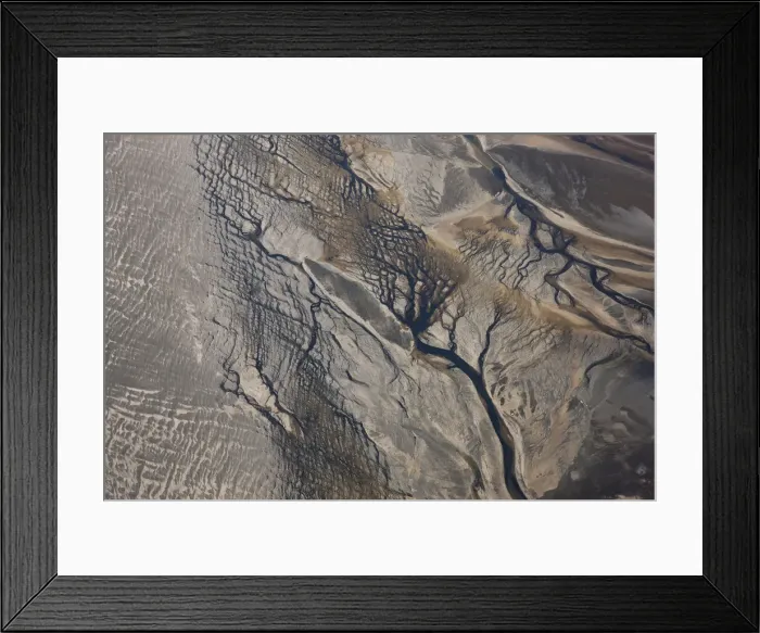 Framed Print : Aerial view of dried river estuary or delta, Markarfljot, SW Iceland Framed Print : Aerial view of dried river estuary or delta, Markarfljot, SW Iceland