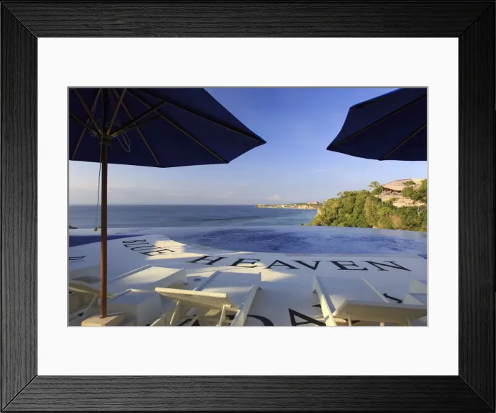 Framed Print : Bali, Bukit Peninsula, Uluwatu, Padang Padang Beach, clifftop club and infinity pool Framed Print : Bali, Bukit Peninsula, Uluwatu, Padang Padang Beach, clifftop club and infinity pool