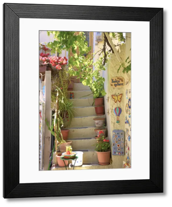 Framed Print : Staircase, Kritsa, Crete, Greek Islands, Greece, Europe