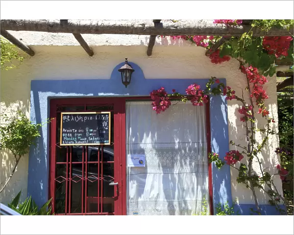 Restaurant Exterior With Bougainvillea, Kritsa, Crete, Greek Islands, Greece, Europe