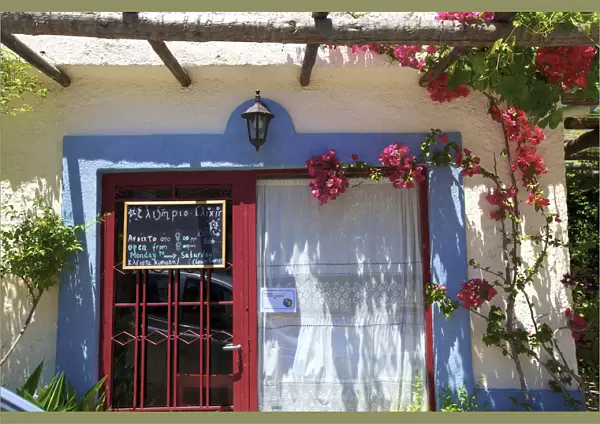 Restaurant Exterior With Bougainvillea, Kritsa, Crete, Greek Islands, Greece, Europe