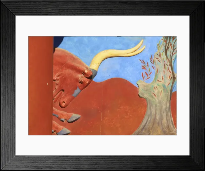 Framed Print : North Entrance With A Charging Bull And Olive Tree Fresco, The Minoan Palace Of Knossos