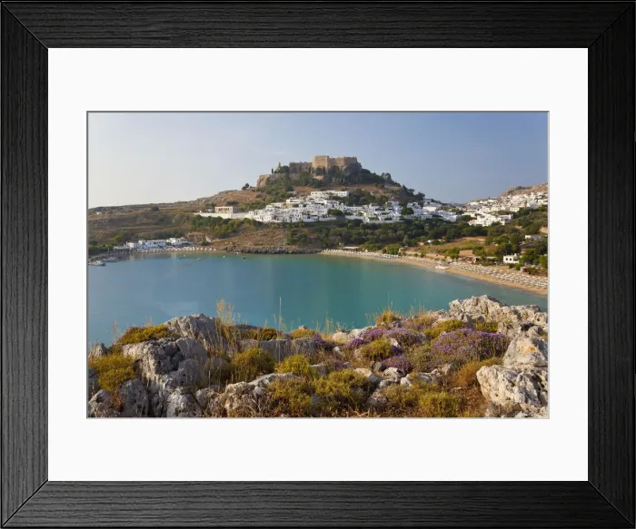 Framed Print : Lindos Beach, Lindos, Rhodes Island, Dodecanese Islands, Greece