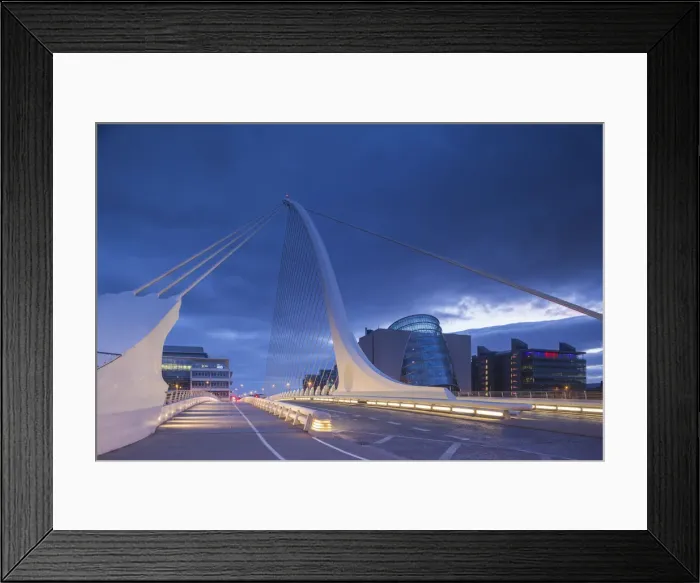 Framed Print : Ireland, Dublin, Docklands, Samuel Beckett Bridge, Santiago Calatrava, architect, dawn Framed Print : Ireland, Dublin, Docklands, Samuel Beckett Bridge, Santiago Calatrava, architect, dawn