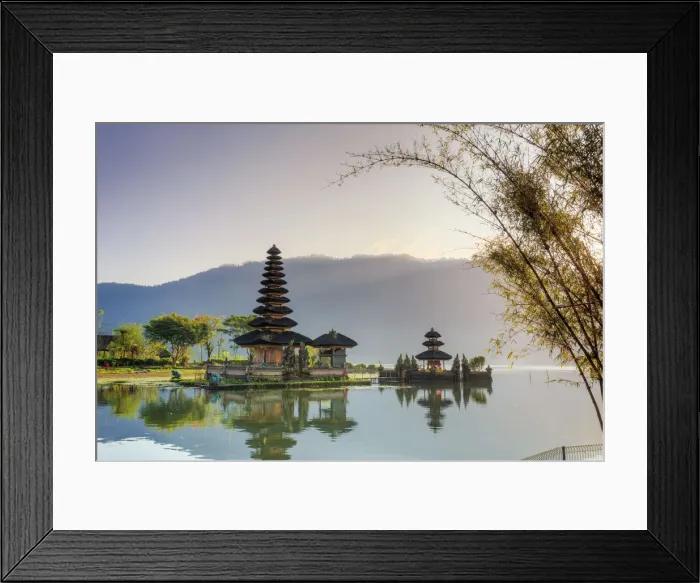 Framed Print : Indonesia, Bali, Bedugul, Pura Ulun Danau Bratan Temple on Lake Bratan