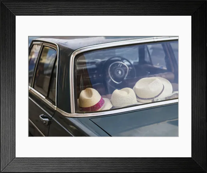 Framed Print : Ireland, Dublin, old car with straw hats, Parnell Square Framed Print : Ireland, Dublin, old car with straw hats, Parnell Square