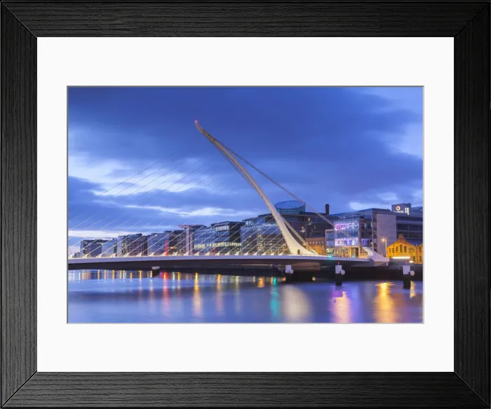 Framed Print : Ireland, Dublin, Docklands, Samuel Beckett Bridge, Santiago Calatrava, architect, dawn Framed Print : Ireland, Dublin, Docklands, Samuel Beckett Bridge, Santiago Calatrava, architect, dawn