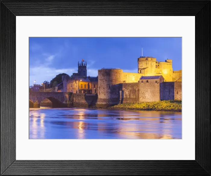Framed Print : Ireland, County Limerick, Limerick City, King Johns Castle, 13th century, dusk
