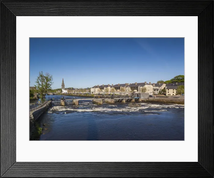 Framed Print : Ireland, County Mayo, Ballina, salmon weirs Framed Print : Ireland, County Mayo, Ballina, salmon weirs