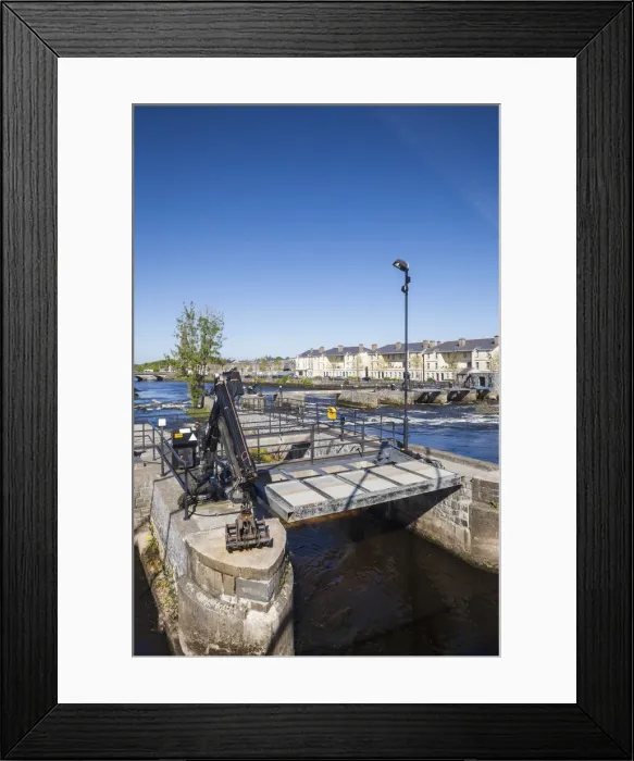 Framed Print : Ireland, County Mayo, Ballina, salmon weirs Framed Print : Ireland, County Mayo, Ballina, salmon weirs