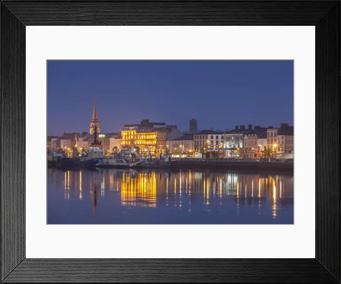 Framed Print : Ireland, County Waterford, Waterford City, skyline, dusk Framed Print : Ireland, County Waterford, Waterford City, skyline, dusk