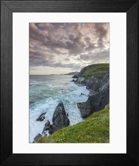 Framed Print : Ireland, County Kerry, Dingle Peninsula, Slea Head Drive, Dunquin, landscape, dusk Framed Print : Ireland, County Kerry, Dingle Peninsula, Slea Head Drive, Dunquin, landscape, dusk