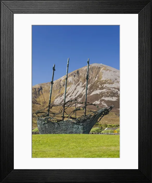 Framed Print : Ireland, County Mayo, Murrisk, view of Croagh Patrick Holy Mountain with National Framed Print : Ireland, County Mayo, Murrisk, view of Croagh Patrick Holy Mountain with National